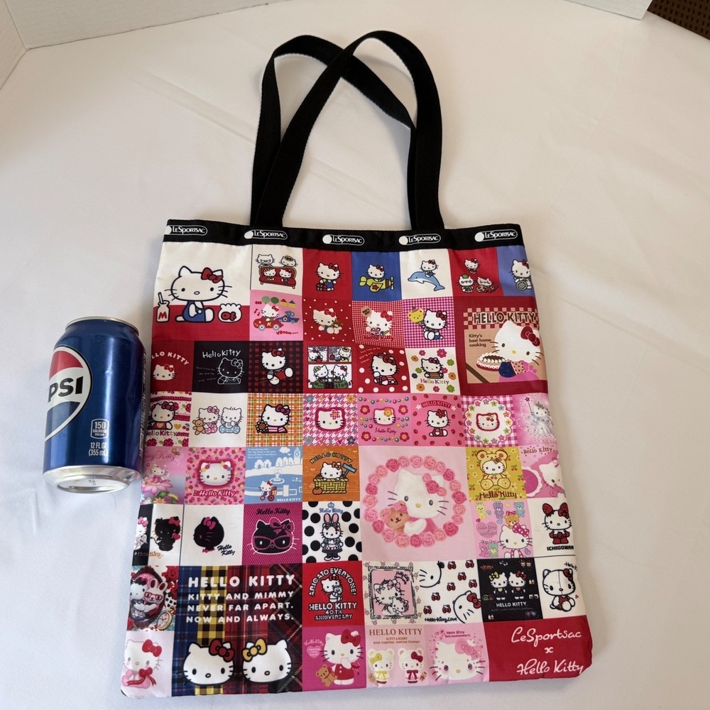 LeSportsac Hello Kitty 50th Anniversary Tote Bag Womens OS Multi Excellent Patch - Picture 13 of 16
